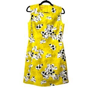 Giambattista Valli Yellow White Floral Sleeveless Mini Dress Size 42 / Small